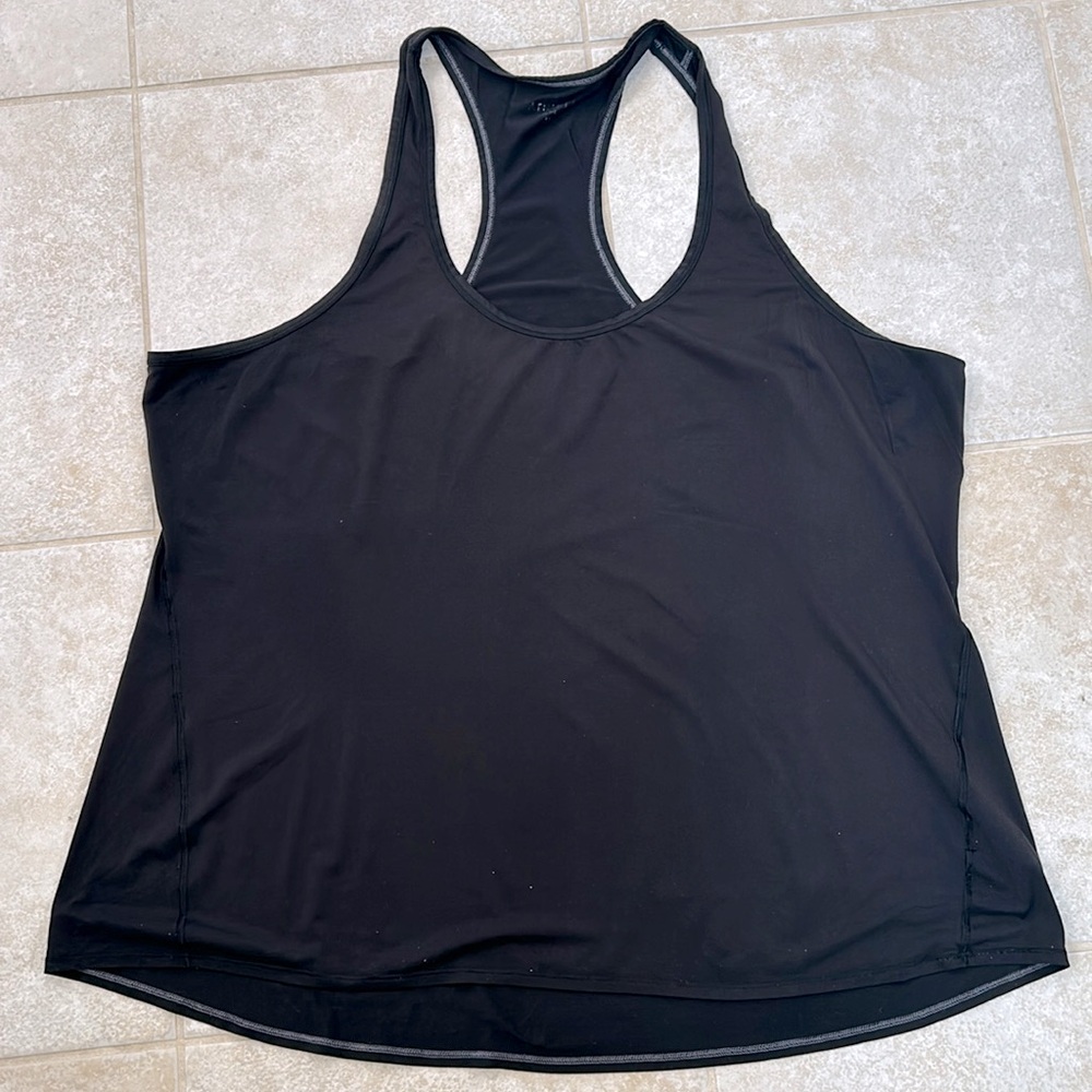 ATHLETA Size 1X black workout Racerback tank polyester and spandex relaxed fit